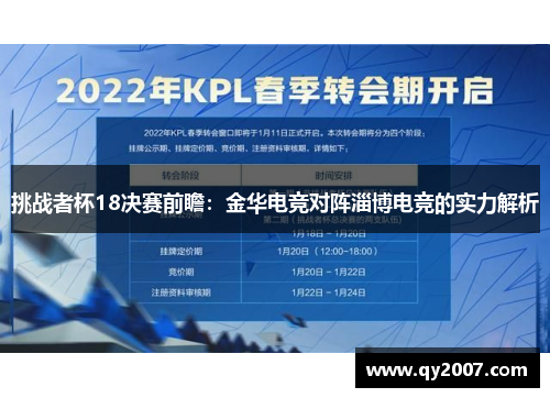 挑战者杯18决赛前瞻：金华电竞对阵淄博电竞的实力解析